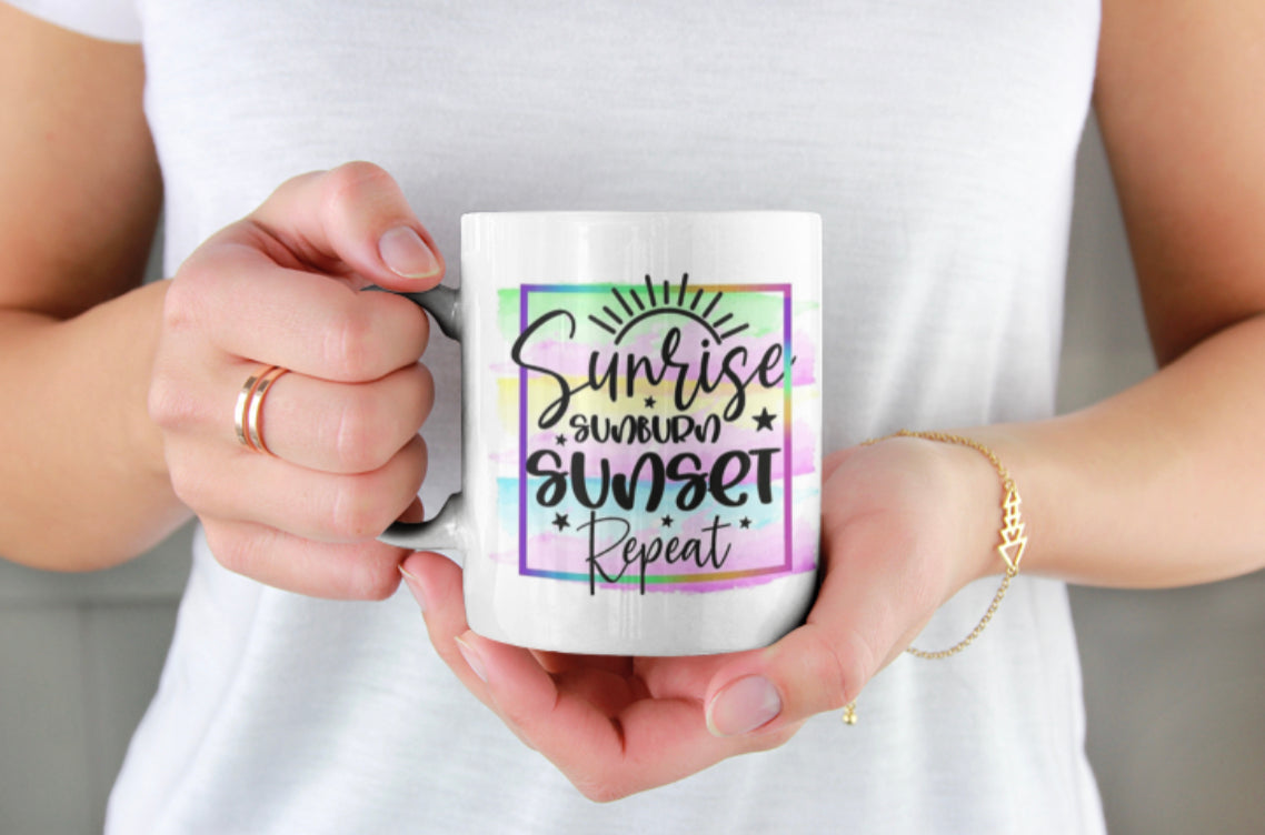 Sunrise, Sunburn, Sunset Mug