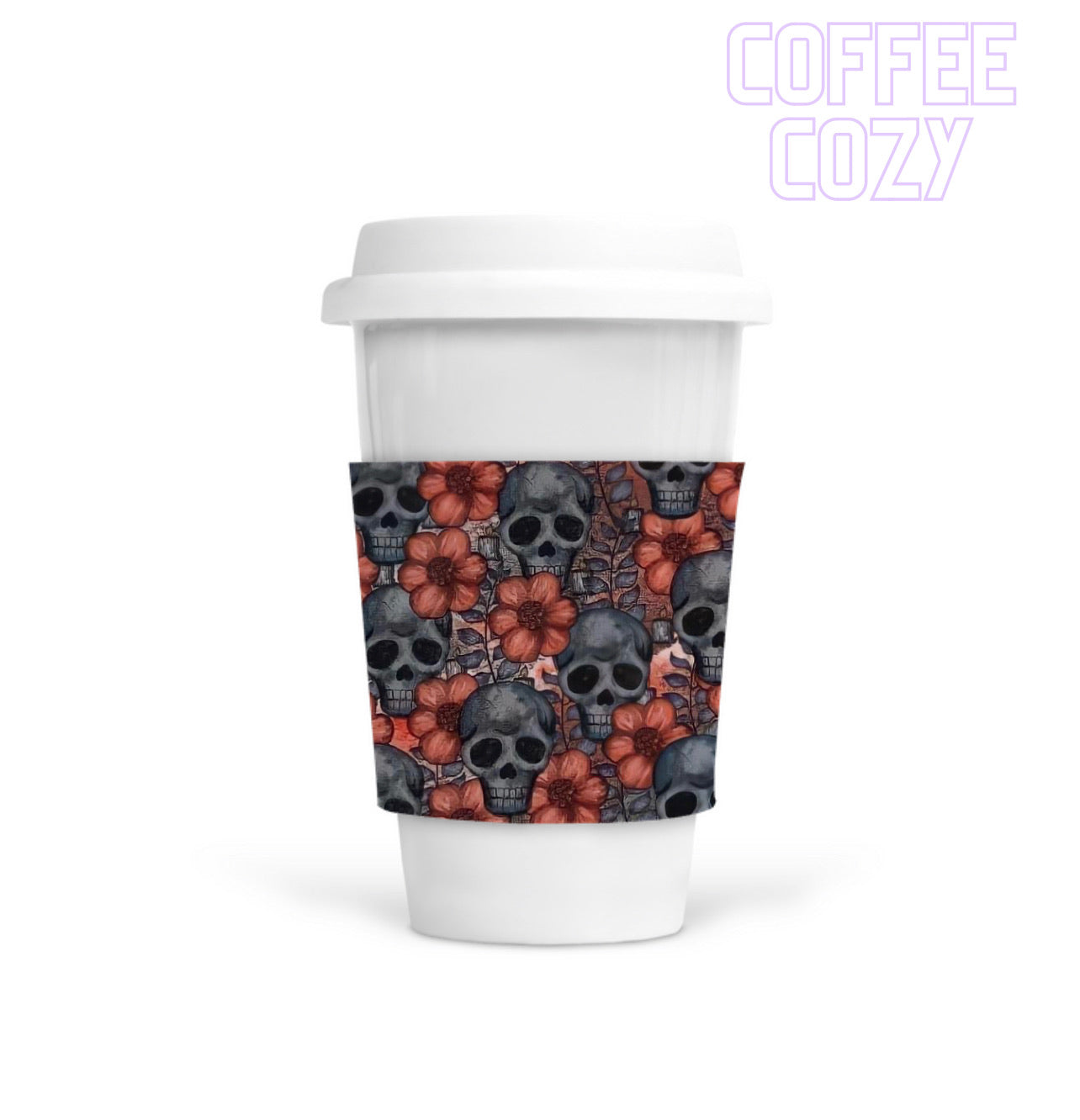 Coffee Cozy - Dark Skull Floral