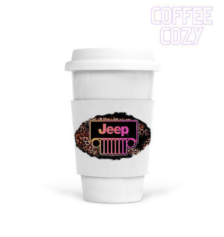 Coffee Cozy - Leopard Jeep