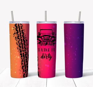 Skinny Tumbler - Jeep Girl Tire Marks 3