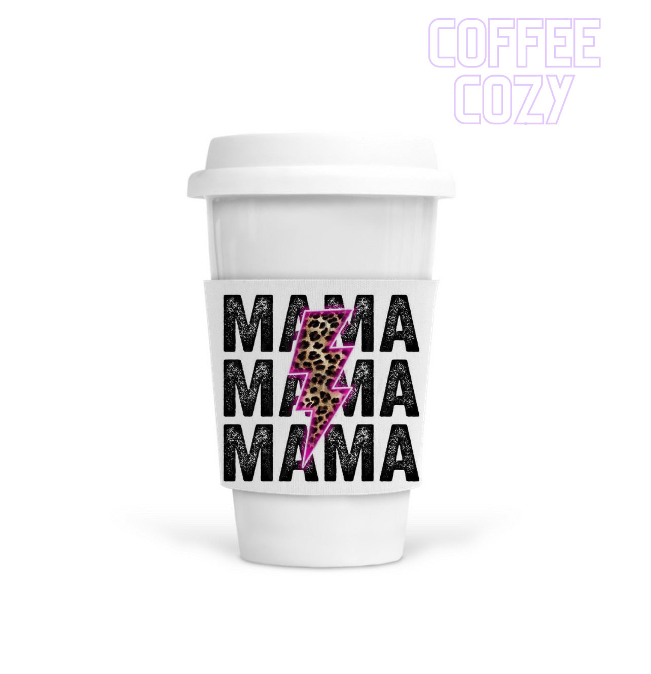 Coffee Cozy - Mama Leopard Bolt