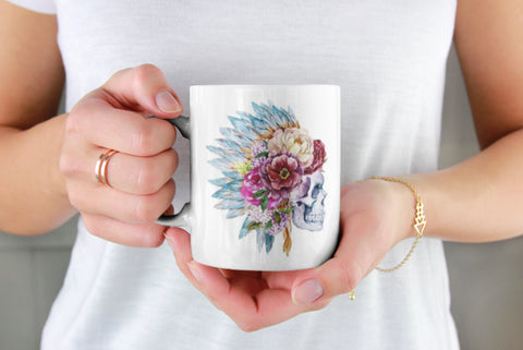 Floral Skull Mug