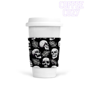 Coffee Cozy - Skull White Floral