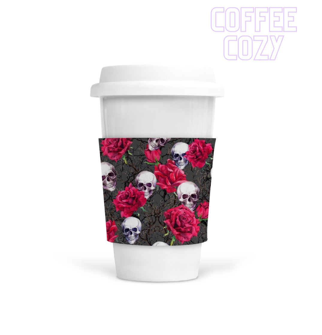 Coffee Cozy - Skull Roses