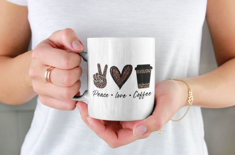 Peace, Love, Coffee Mug