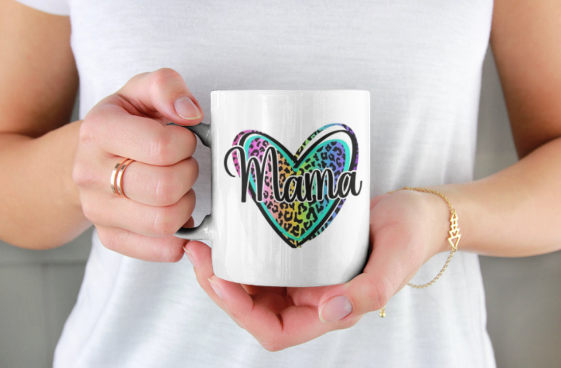 Cheetah Mama Heart Mug