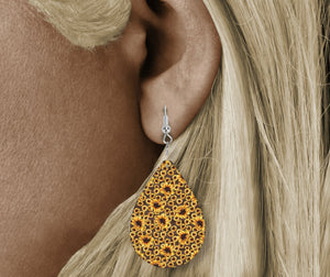 Teardrop Earring -big/small sunflowers