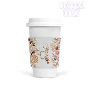 Coffee Cozy - Stethoscope Floral