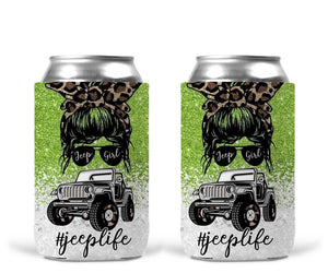 Can Koozie - Jeep Life Green & White